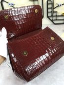 Dolce & Gabbana Medium Sicily Bag In Foiled Crocodile-Print Burgundy For Women 10.2in/26cm DG