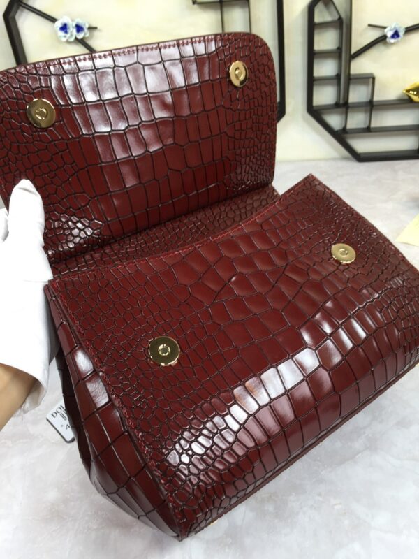 Dolce & Gabbana Medium Sicily Bag In Foiled Crocodile-Print Burgundy For Women 10.2in/26cm DG