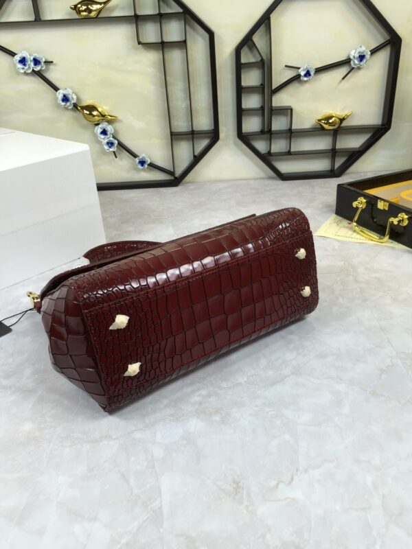 Dolce & Gabbana Medium Sicily Bag In Foiled Crocodile-Print Burgundy For Women 10.2in/26cm DG