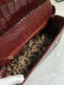 Dolce & Gabbana Medium Sicily Bag In Foiled Crocodile-Print Burgundy For Women 10.2in/26cm DG