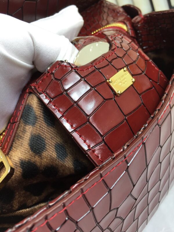 Dolce & Gabbana Medium Sicily Bag In Foiled Crocodile-Print Burgundy For Women 10.2in/26cm DG