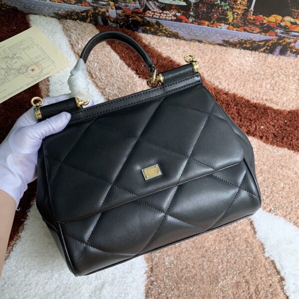 Dolce & Gabbana Medium Sicily Bag In Quilted Black For Women 10.2in/26cm DG BB6002AW59180999