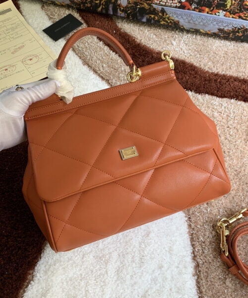 Dolce & Gabbana Medium Sicily Bag In Quilted Brown For Women 10.2in/26cm DG BB6002AW5918N131