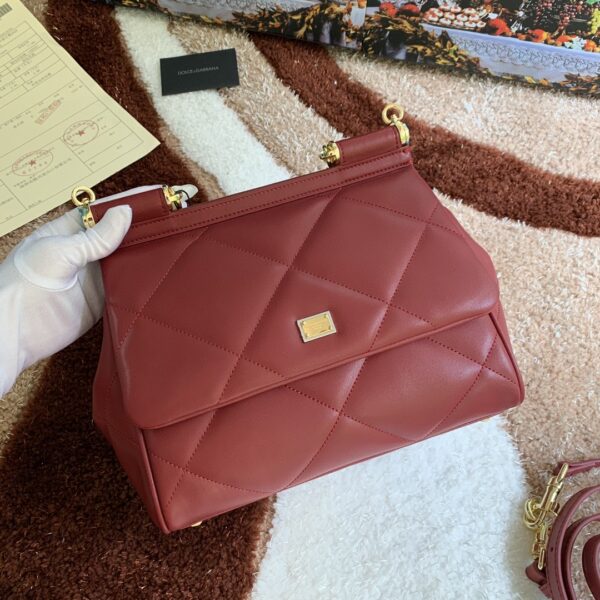 Dolce & Gabbana Medium Sicily Bag In Quilted Burgundy For Women 10.2in/26cm DG
