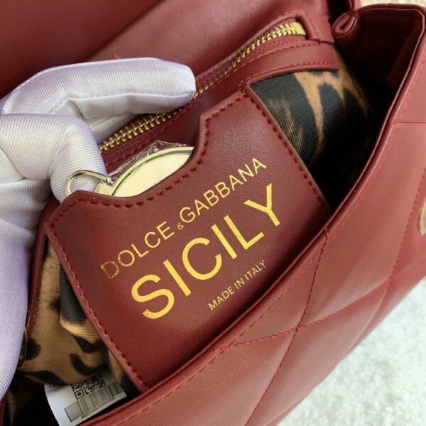 Dolce & Gabbana Medium Sicily Bag In Quilted Burgundy For Women 10.2in/26cm DG