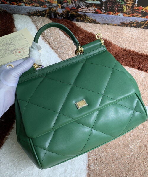 Dolce & Gabbana Medium Sicily Bag In Quilted Green For Women 10.2in/26cm DG
