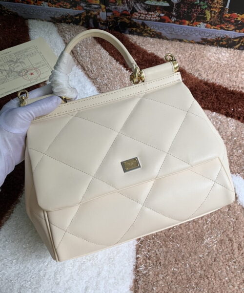 Dolce & Gabbana Medium Sicily Bag In Quilted White For Women 10.2in/26cm DG BB6002AW59180002