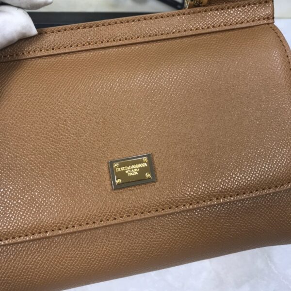 Dolce & Gabbana Medium Sicily Handbag In Dauphine Brown For Women 10.2in/26cm DG BB4347A10018M417