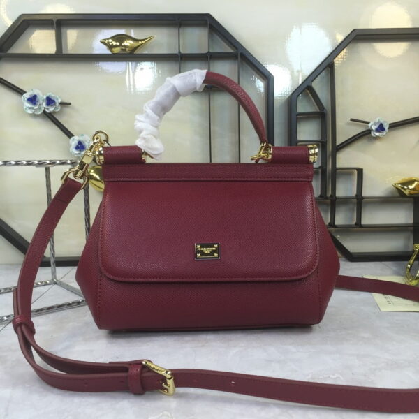 Dolce & Gabbana Medium Sicily Handbag In Dauphine Burgundy For Women 10.2in/26cm DG BB4347A10018M073