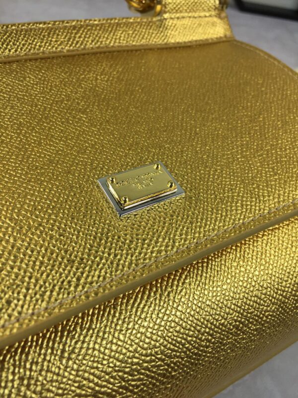 Dolce & Gabbana Medium Sicily Handbag In Dauphine Gold For Women 10.2in/26cm DG