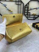 Dolce & Gabbana Medium Sicily Handbag In Dauphine Gold For Women 10.2in/26cm DG