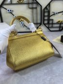 Dolce & Gabbana Medium Sicily Handbag In Dauphine Gold For Women 10.2in/26cm DG