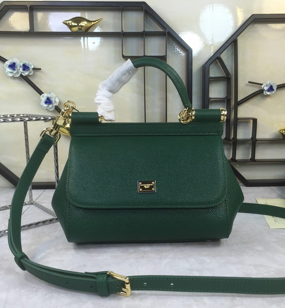 Dolce & Gabbana Medium Sicily Handbag In Dauphine Green For Women 10.2in/26cm DG BB4347A100187399