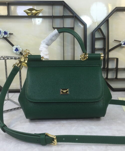 Dolce & Gabbana Medium Sicily Handbag In Dauphine Green For Women 10.2in/26cm DG BB4347A100187399