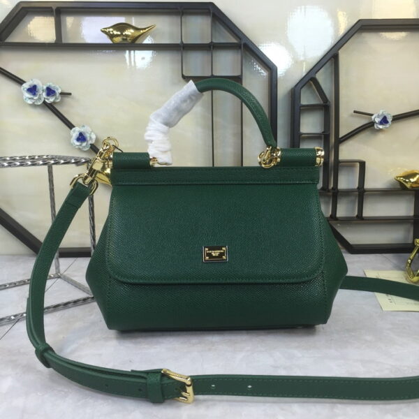 Dolce & Gabbana Medium Sicily Handbag In Dauphine Green For Women 10.2in/26cm DG BB4347A100187399