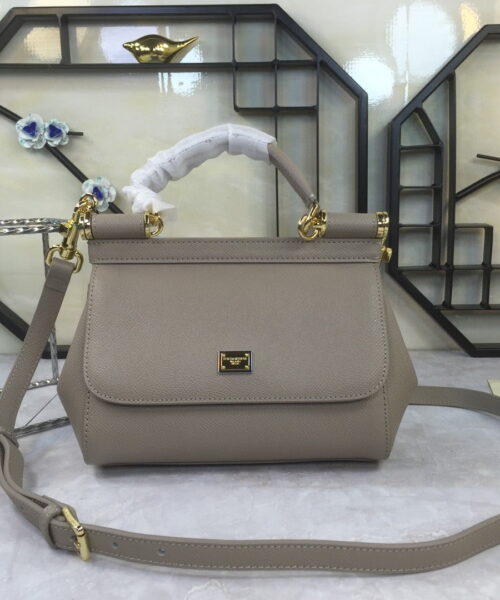 Dolce & Gabbana Medium Sicily Handbag In Dauphine Grey For Women 10.2in/26cm DG BB4347A100187195