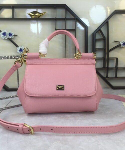 Dolce & Gabbana Medium Sicily Handbag In Dauphine Pink For Women 10.2in/26cm DG BB4347A10018H402