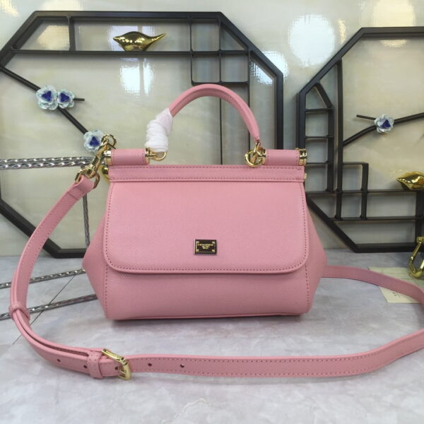 Dolce & Gabbana Medium Sicily Handbag In Dauphine Pink For Women 10.2in/26cm DG BB4347A10018H402