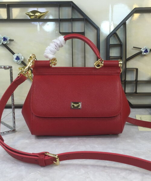 Dolce & Gabbana Medium Sicily Handbag In Dauphine Red For Women 10.2in/26cm DG BB4347A100180303