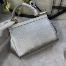 Dolce & Gabbana Medium Sicily Handbag In Dauphine Silver For Women 10.2in/26cm DG