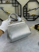 Dolce & Gabbana Medium Sicily Handbag In Dauphine Silver For Women 10.2in/26cm DG