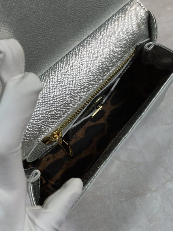 Dolce & Gabbana Medium Sicily Handbag In Dauphine Silver For Women 10.2in/26cm DG