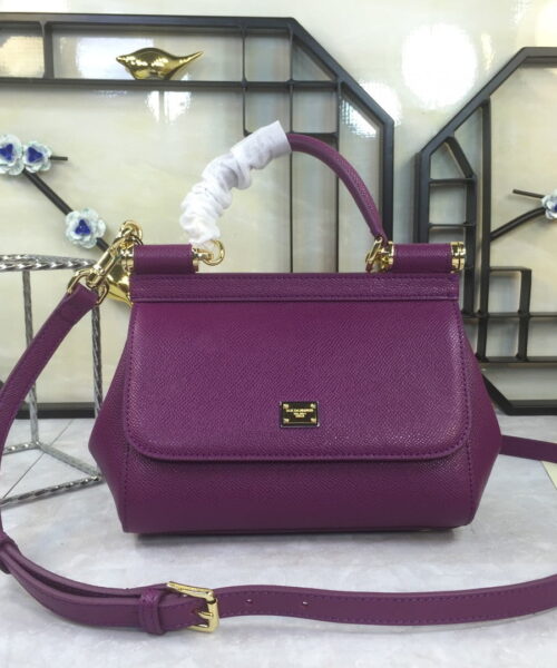Dolce & Gabbana Medium Sicily Handbag In Dauphine Violet For Women 10.2in/26cm DG
