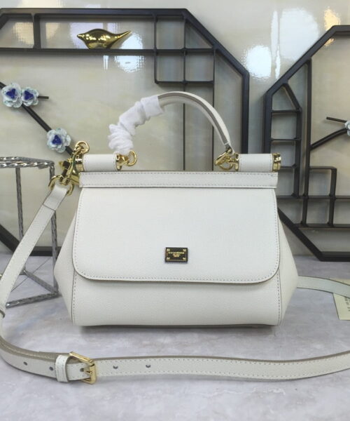 Dolce & Gabbana Medium Sicily Handbag In Dauphine White For Women 10.2in/26cm DG BB4347A100180001