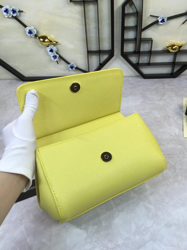 Dolce & Gabbana Medium Sicily Handbag In Dauphine Yellow For Women 10.2in/26cm DG