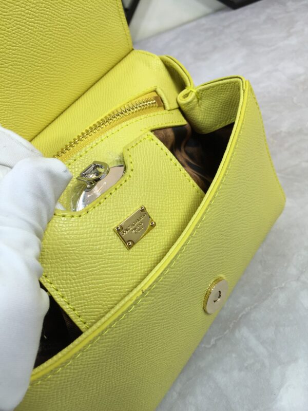 Dolce & Gabbana Medium Sicily Handbag In Dauphine Yellow For Women 10.2in/26cm DG