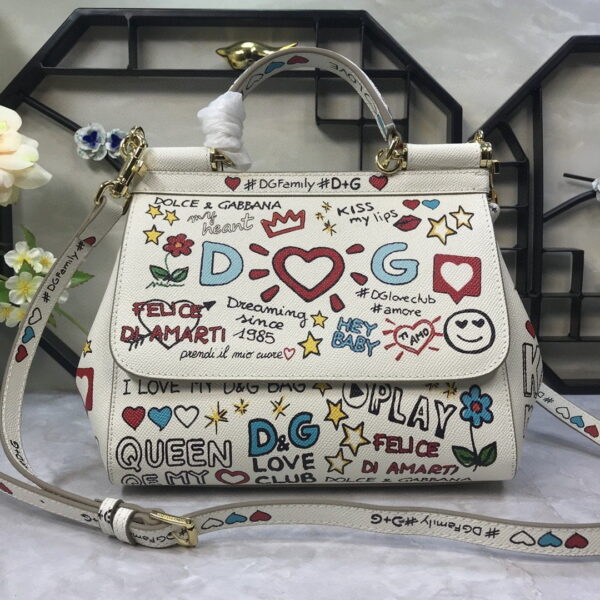 Dolce & Gabbana Medium Sicily Handbag Unique Print Motifs Muticolour For Women 10.2in/26cm DG
