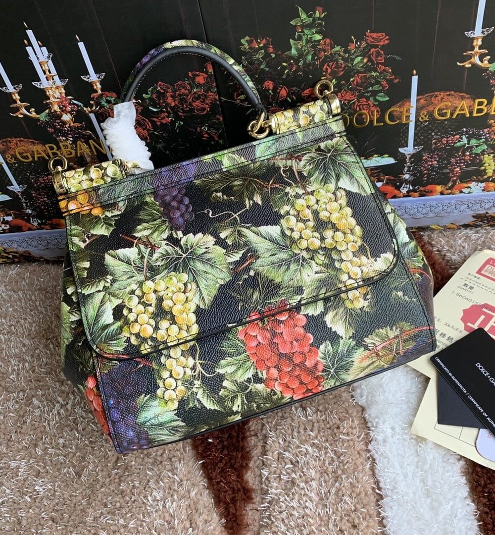 Dolce & Gabbana Medium Sicily Handbag Unique Print Motifs Muticolour For Women 10.2in/26cm DG