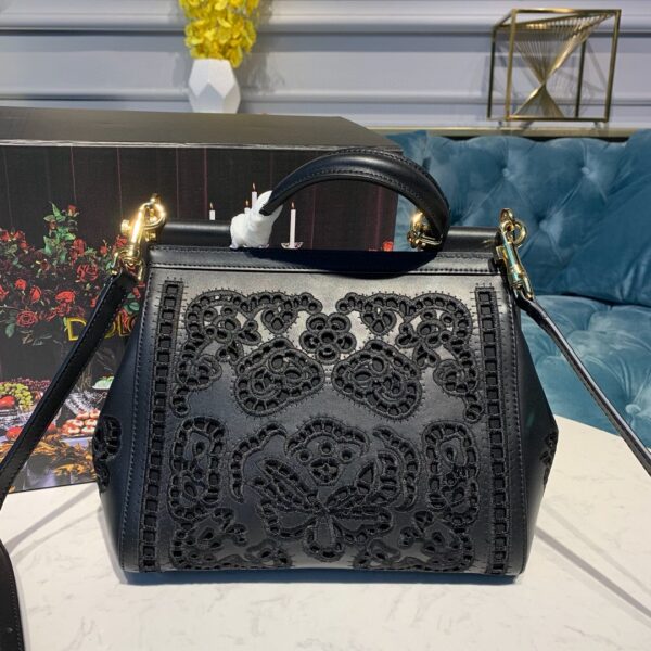 Dolce & Gabbana Medium Sicily Soft Bag In Embroidered Black For Women 10.2in/26cm DG