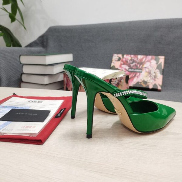 Dolce & Gabbana Mirrored-Effect Mules With Embroidery Green For Women DG Shoes