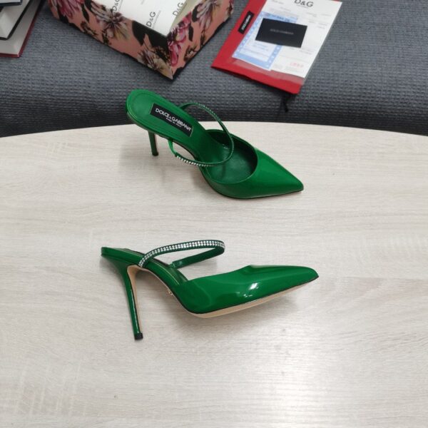 Dolce & Gabbana Mirrored-Effect Mules With Embroidery Green For Women DG Shoes