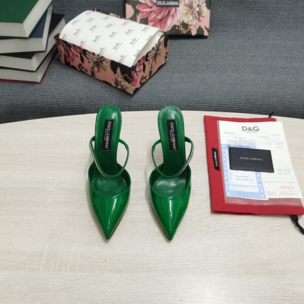 Dolce & Gabbana Mirrored-Effect Mules With Embroidery Green For Women DG Shoes