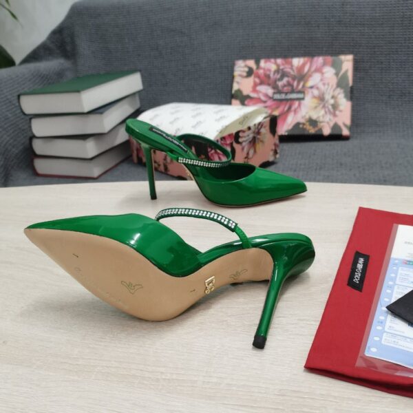 Dolce & Gabbana Mirrored-Effect Mules With Embroidery Green For Women DG Shoes