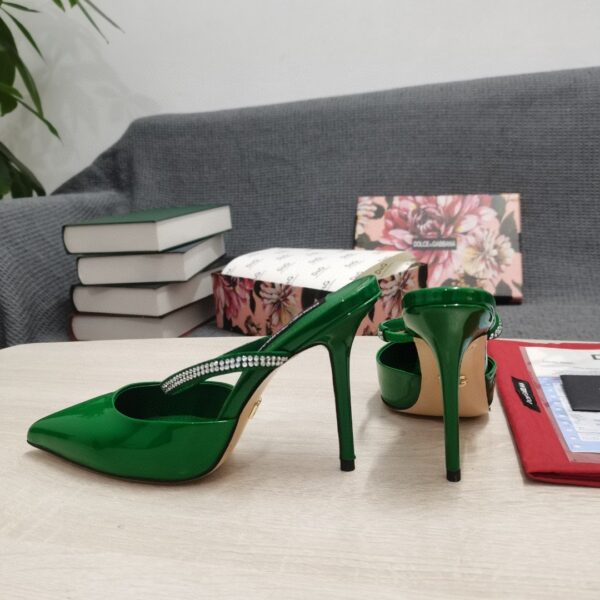 Dolce & Gabbana Mirrored-Effect Mules With Embroidery Green For Women DG Shoes