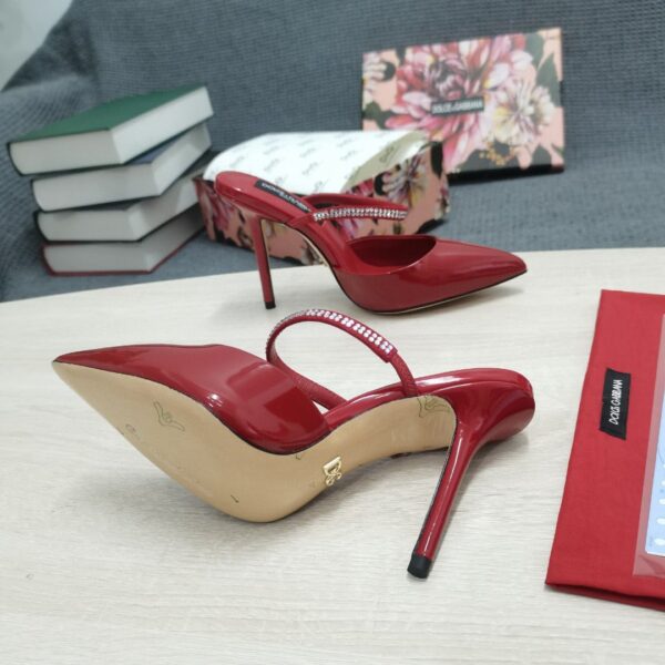 Dolce & Gabbana Mirrored-Effect Mules With Embroidery Red For Women DG Shoes