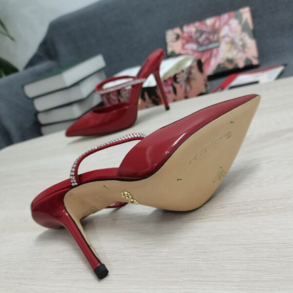 Dolce & Gabbana Mirrored-Effect Mules With Embroidery Red For Women DG Shoes