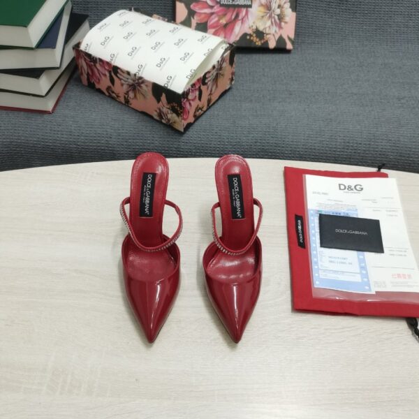 Dolce & Gabbana Mirrored-Effect Mules With Embroidery Red For Women DG Shoes