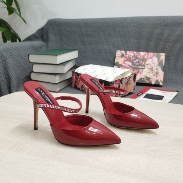 Dolce & Gabbana Mirrored-Effect Mules With Embroidery Red For Women DG Shoes