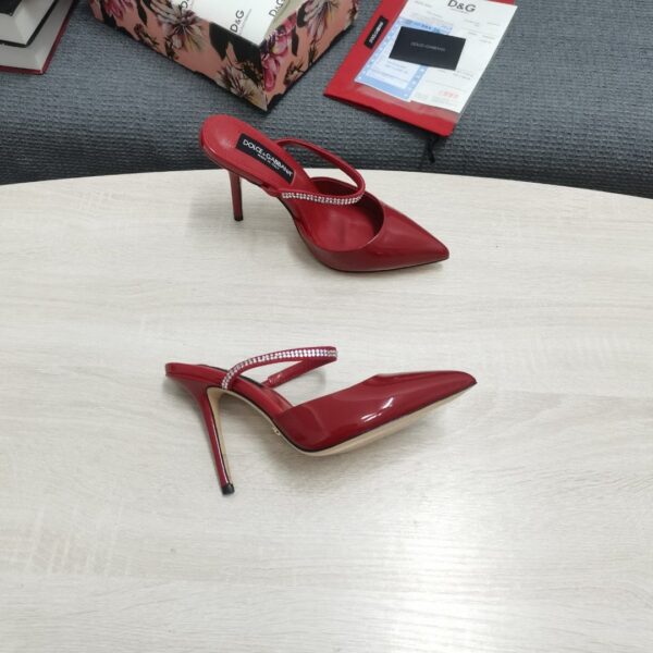 Dolce & Gabbana Mirrored-Effect Mules With Embroidery Red For Women DG Shoes