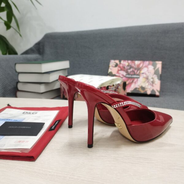 Dolce & Gabbana Mirrored-Effect Mules With Embroidery Red For Women DG Shoes