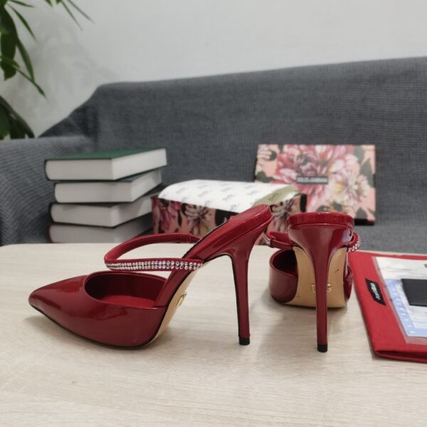 Dolce & Gabbana Mirrored-Effect Mules With Embroidery Red For Women DG Shoes
