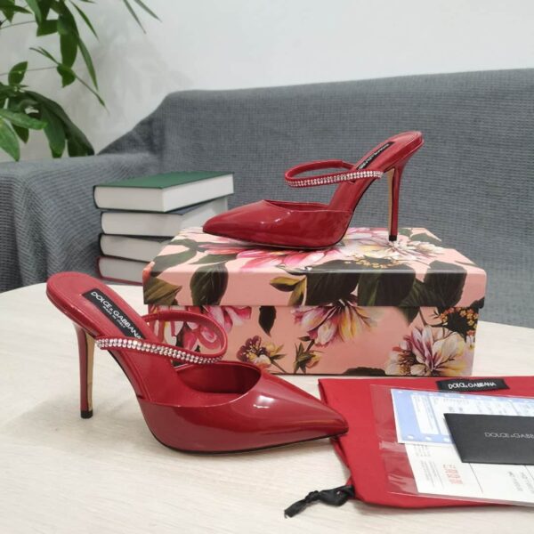 Dolce & Gabbana Mirrored-Effect Mules With Embroidery Red For Women DG Shoes