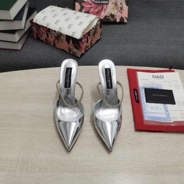 Dolce & Gabbana Mirrored-Effect Mules With Embroidery Silver For Women DG Shoes CI0150AY8568D708