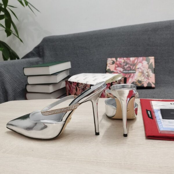 Dolce & Gabbana Mirrored-Effect Mules With Embroidery Silver For Women DG Shoes CI0150AY8568D708