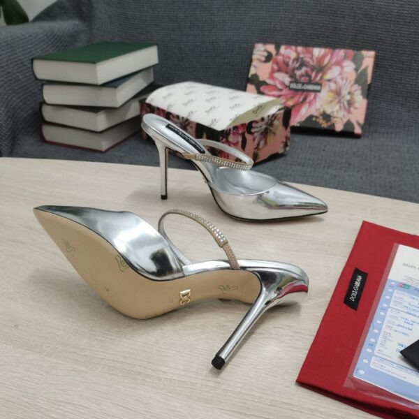 Dolce & Gabbana Mirrored-Effect Mules With Embroidery Silver For Women DG Shoes CI0150AY8568D708