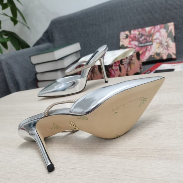 Dolce & Gabbana Mirrored-Effect Mules With Embroidery Silver For Women DG Shoes CI0150AY8568D708